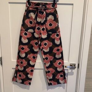 Figueroa Patterned Wide-Leg Twill Pants